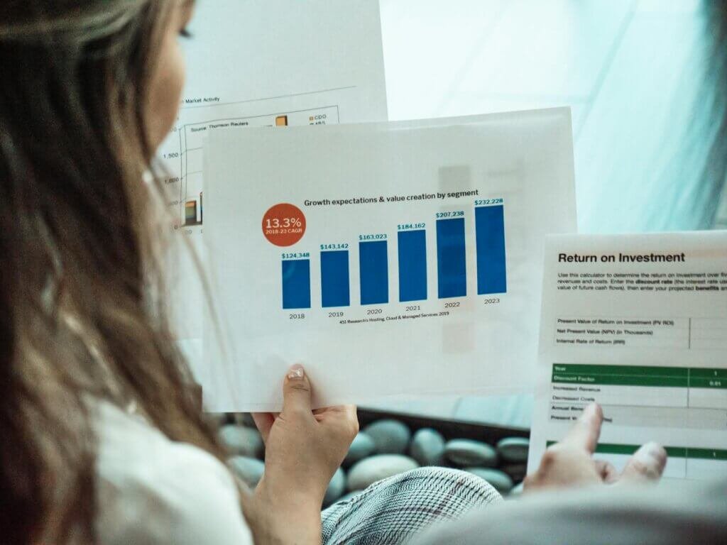 a person reading documents and reports